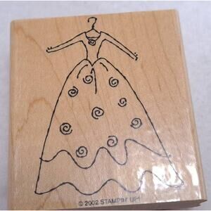 Wedding Dress 2002‎ Stampin Up Wood Rubber Stamp Vintage Bride Bridal Card Craft